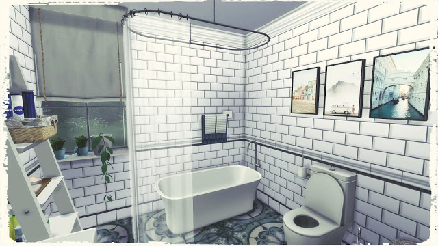 Sims 4 Blue & White Bathroom at Dinha Gamer