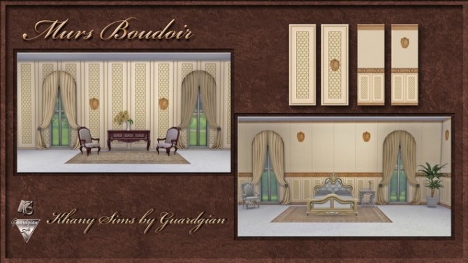 Sims 4 Boudoir walls by Guardgian at Khany Sims