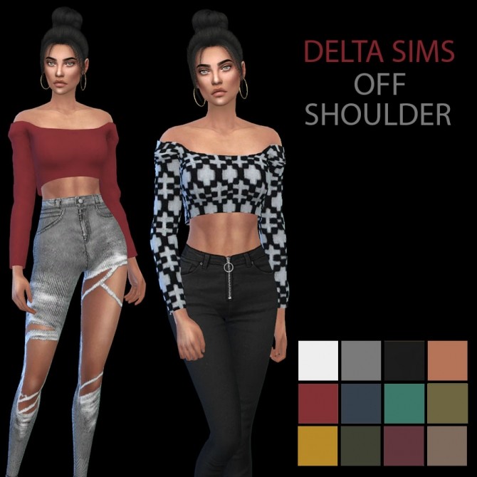 Sims 4 Delta Sims Off Shoulder top at Leo Sims
