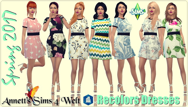 Sims 4 Spring 2017 Recolor Dresses City Living at Annett’s Sims 4 Welt