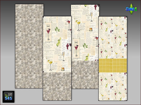 Sims 4 6 wallpaper sets for kitchen by Mabra at Arte Della Vita