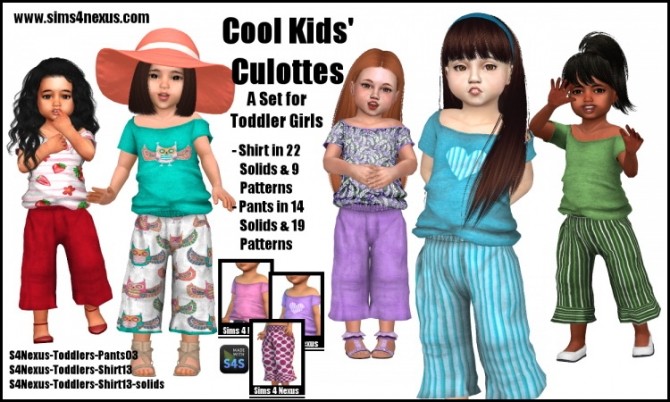 Sims 4 Cool Kids’ Culottes by SamanthaGump at Sims 4 Nexus