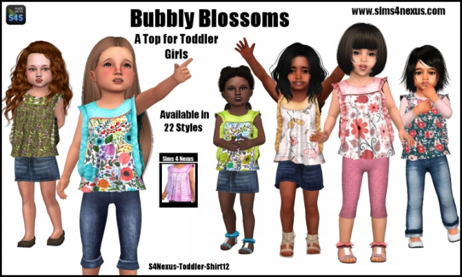 Bubbly Blossoms top by SamanthaGump at Sims 4 Nexus » Sims 4 Updates