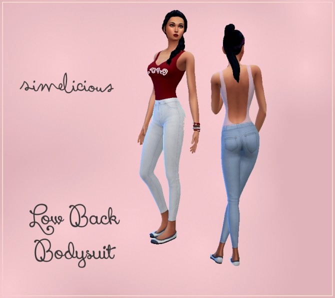 Sims 4 Low Back Bodysuit at Simelicious