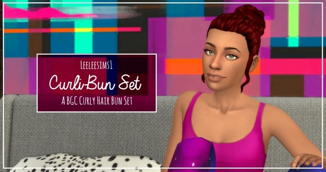 Sims 4 Curli Bun Set by leeleesims1 at SimsWorkshop