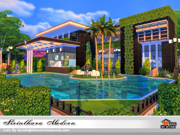 Sims 4 Sirinthara Modern house by autaki at TSR