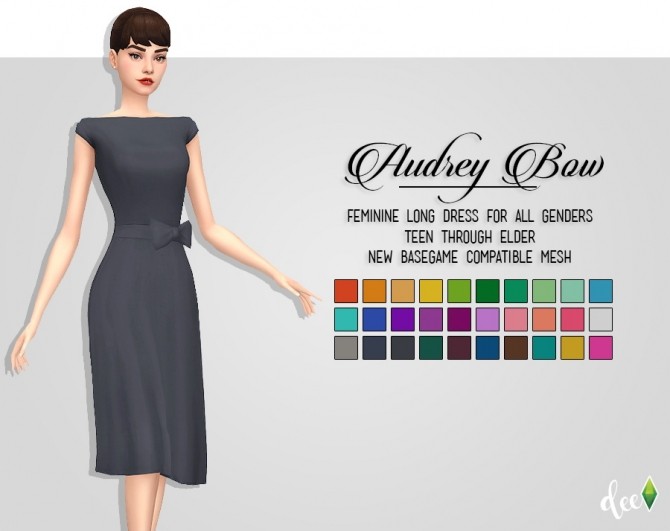 Sims 4 Audrey Bow Dress at Deetron Sims