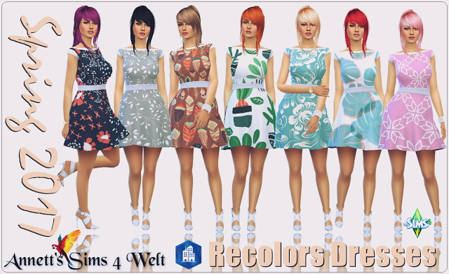 Sims 4 Spring 2017 Dresses Recolors City Living at Annett’s Sims 4 Welt