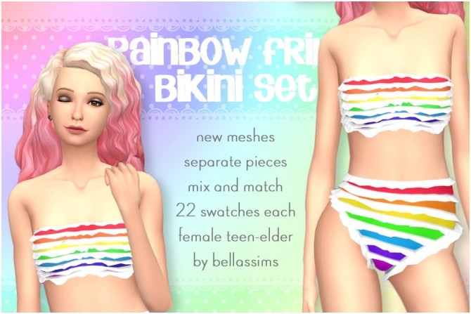 Sims 4 Rainbow frill bikini set at Bellassims