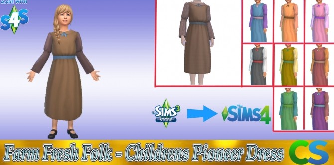 Sims 4 Farm Fresh Folk Childrens Pioneer Dress by cepzid at SimsWorkshop