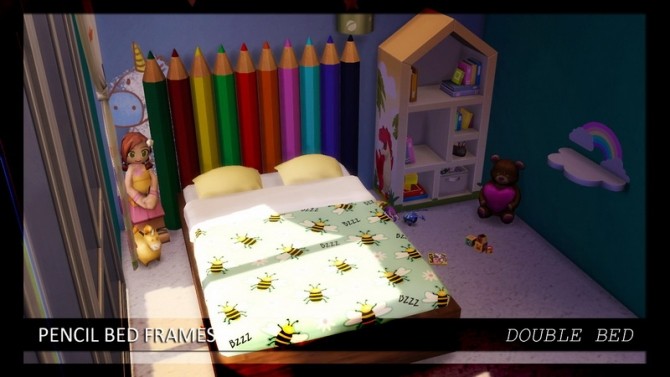 Sims 4 Pencil Bed Frames Double+Single+Toddler Crib at Enure Sims