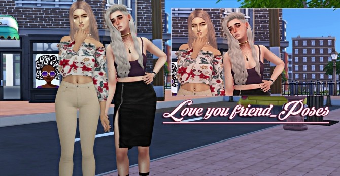 Sims 4 Love you friend posepack at Simsnema