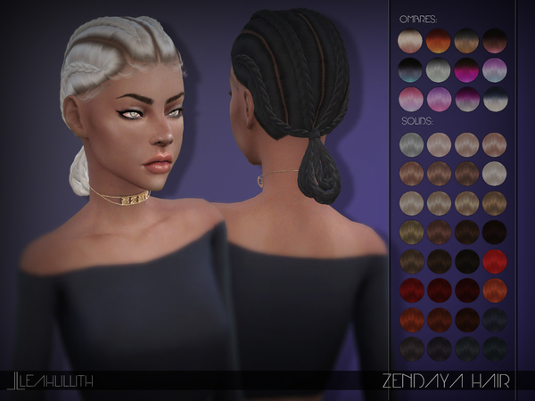 Sims 4 Zendaya Hair by Leah Lillith at TSR