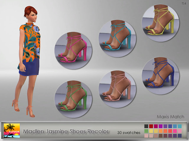 Sims 4 Madlen Jasmine Shoes Recolor at Elfdor Sims