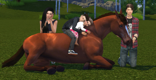 Sims 4 My Horse Family Pose 1 at Chaleara´s Sims 4 Poses