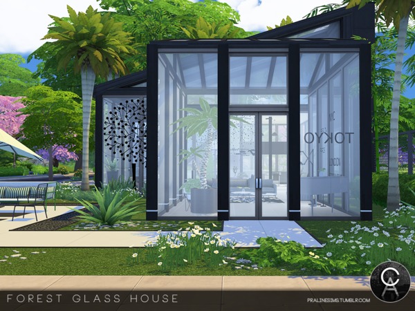 Sims 4 Forest Glass House by Pralinesims at TSR