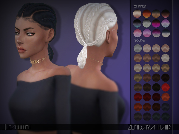 Sims 4 Zendaya Hair by Leah Lillith at TSR