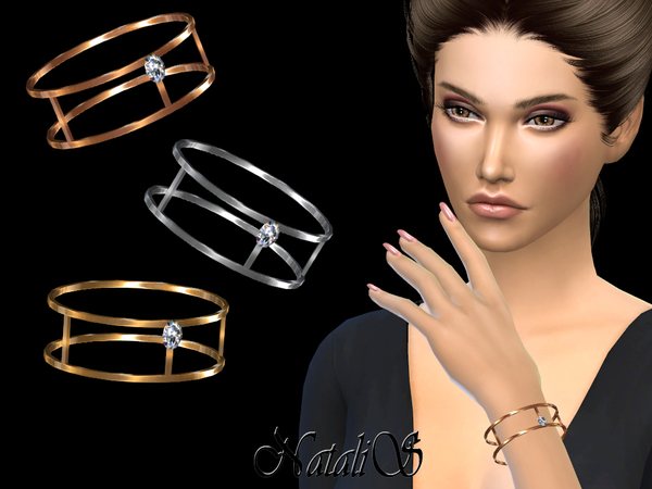 Sims 4 Skinny double bracelet with crystal by NataliS at TSR