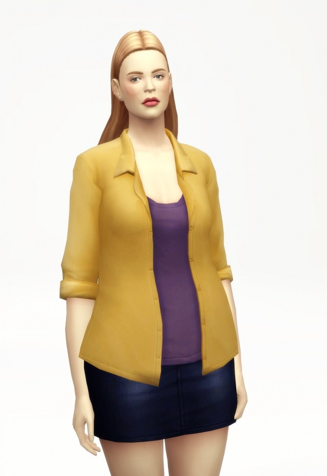 Sims 4 Rolled up open shirt F solid (15 colors) at Rusty Nail