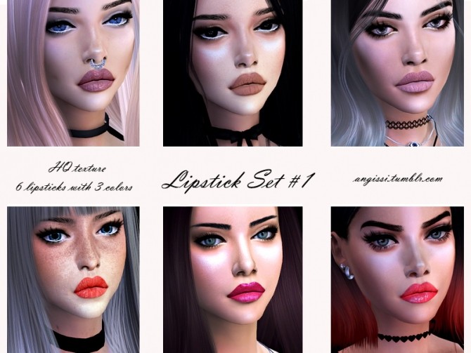 Sims 4 Lipstick Set #1 at Angissi