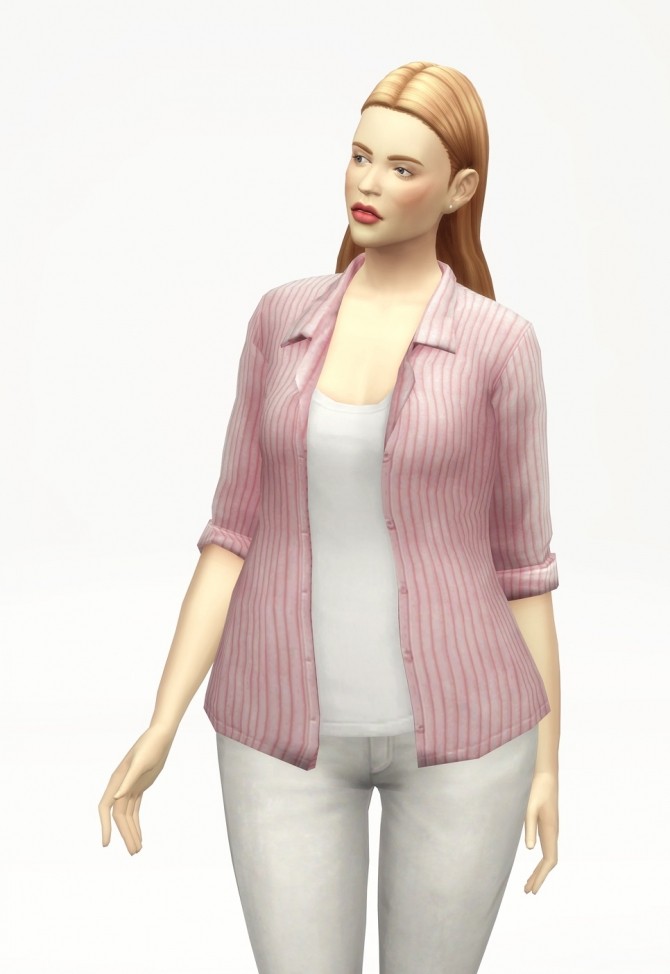 Sims 4 Rolled up open shirt F pattern (10 colors) at Rusty Nail