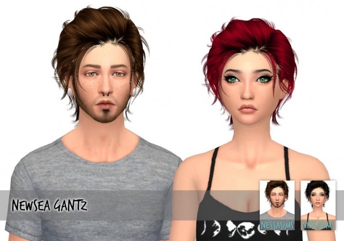 Sims 4 Newsea gantz hair recolor at Nessa Sims