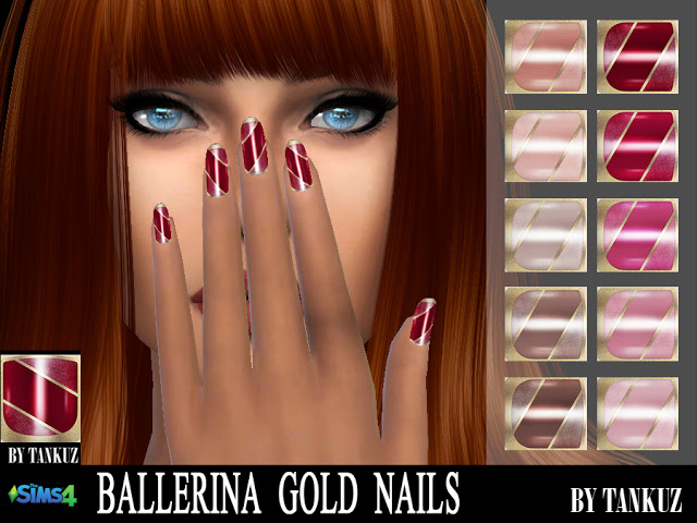 Sims 4 Ballerina Gold Nails at Tankuz Sims4