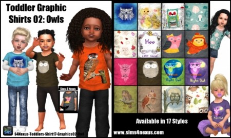 Toddler Graphic Shirts 02 Owls by SamanthaGump at Sims 4 Nexus