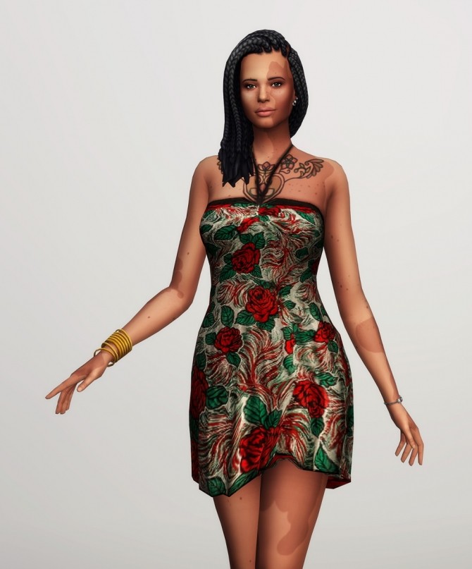 Sims 4 Printed silk chiffon mini dress at Rusty Nail
