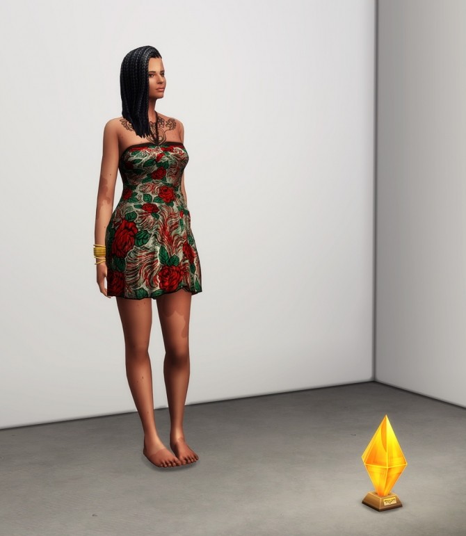 Sims 4 Printed silk chiffon mini dress at Rusty Nail