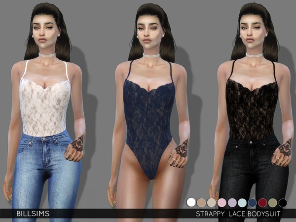 Sims 4 Strappy Lace Bodysuit by Bill Sims at TSR