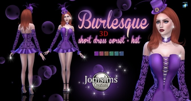 Sims 4 Burlesque short corset dress and hat at Jomsims Creations