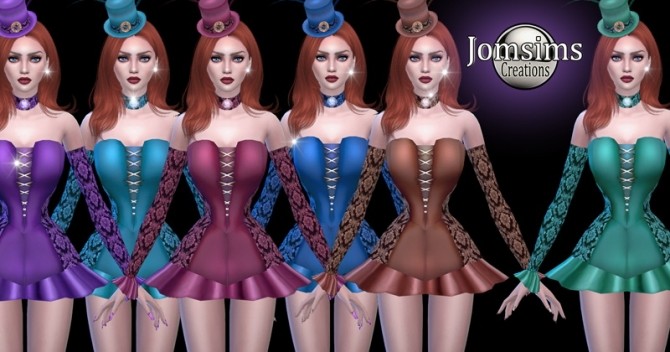 Sims 4 Burlesque short corset dress and hat at Jomsims Creations