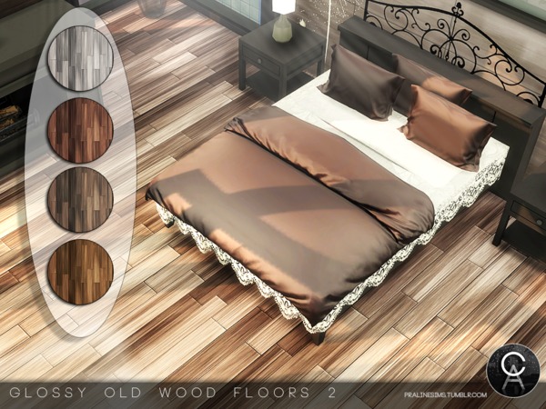 Sims 4 Glossy Old Wood Floors 2 by Pralinesims at TSR