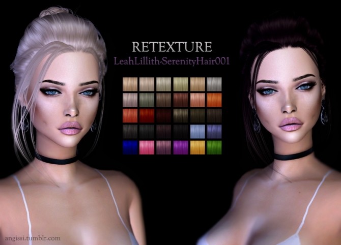 Sims 4 LeahLillith Serenity Hair retexture at Angissi