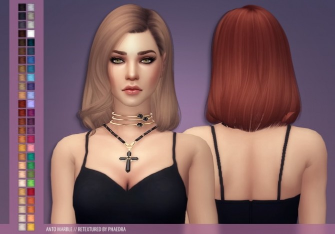 Sims 4 Anto Marble hair recolors at Phaedra