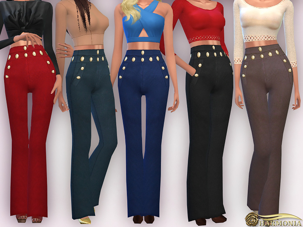 Sims 4 Striking High Rise Sailor Pants by Harmonia at TSR