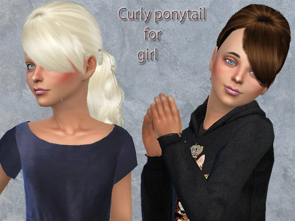 Sims 4 Curly ponytail for girl by neissy at TSR