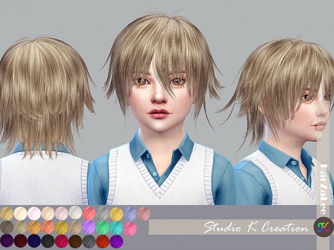 Sims 4 Animate hair 80 Yuji for child at Studio K Creation