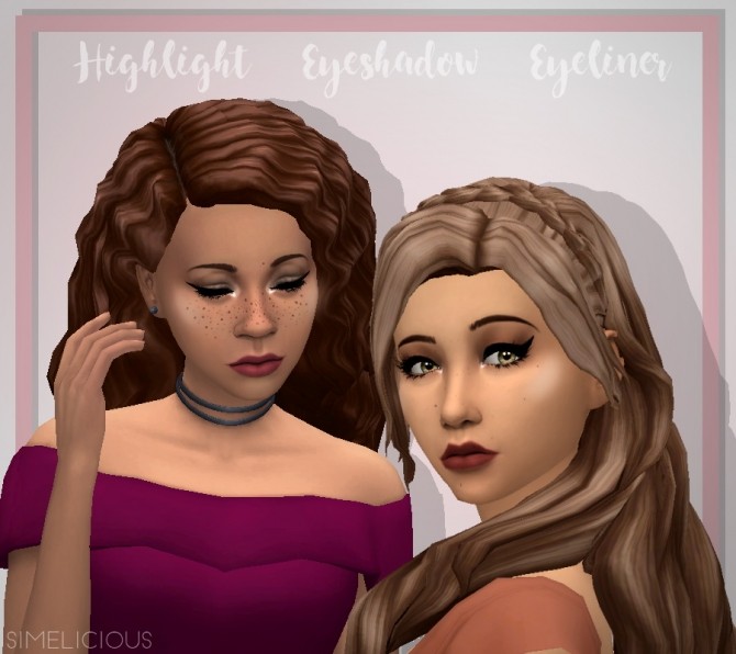 Sims 4 Highlight, eyeshadow & eyeliner at Simelicious