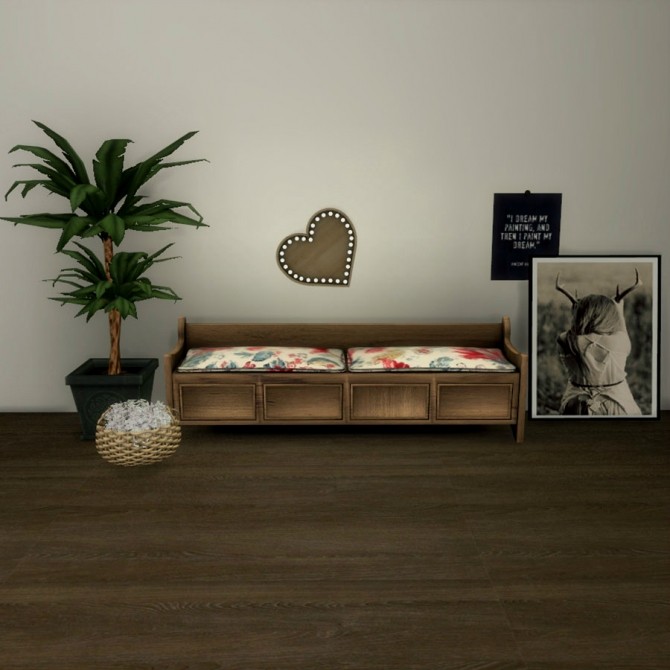 Sims 4 Storage Bench and Heart Lamp at Leo Sims