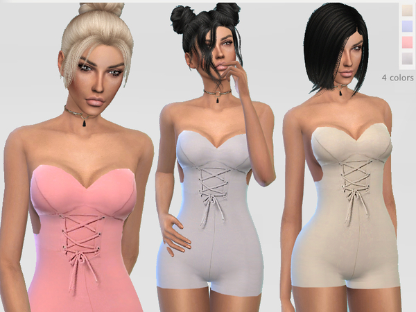 Sims 4 Strapless Romper by Puresim at TSR