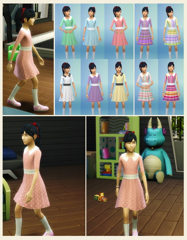 Sims 4 Stripes&Dots Kids Dress at Birksches Sims Blog