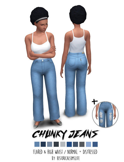 Sims 4 Chunky Jeans (high waist + flared) at Historical Sims Life