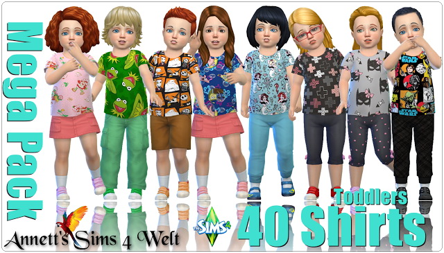 Sims 4 Mega Pack 40 Toddler Shirts at Annett’s Sims 4 Welt
