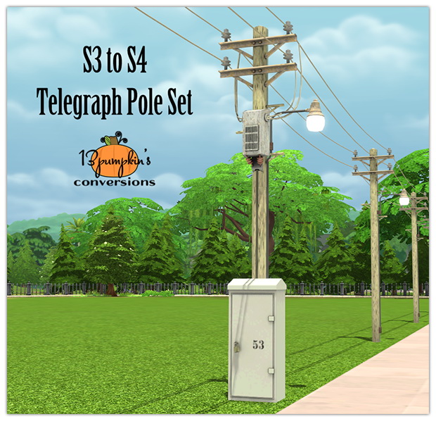 Sims 4 S3 to S4 Cyclonesue Telegraph Pole Set at 13pumpkin31