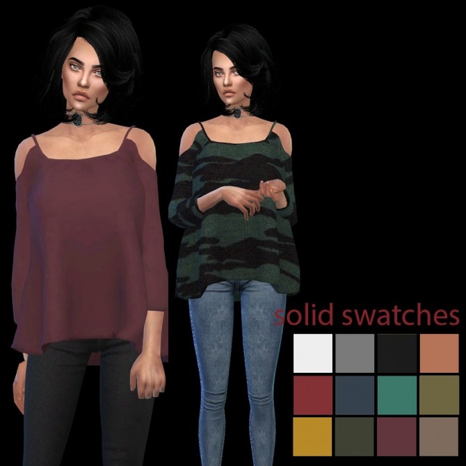 Sims 4 Elliesimple Open Shoulder top at Leo Sims