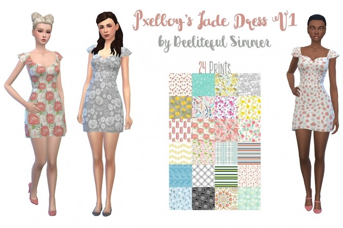 Sims 4 Pxelboys Jade Dress V1 recolors at Deeliteful Simmer