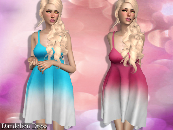 Sims 4 Dandelion Dress by Genius666 at TSR
