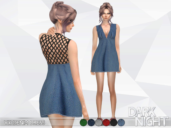 Sims 4 VX Denim Dress by DarkNighTt at TSR